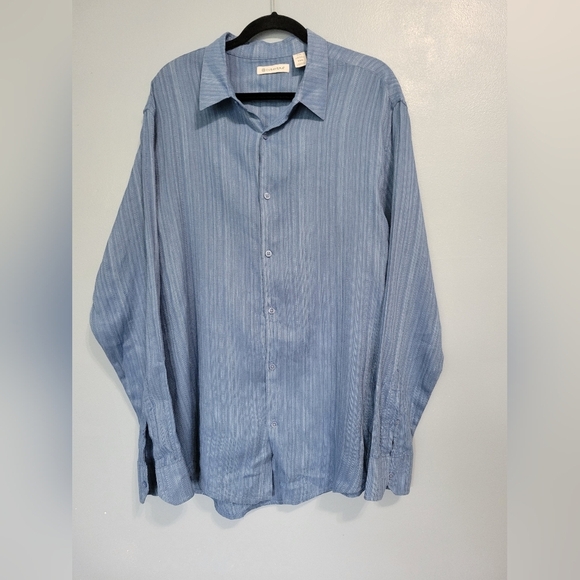 Cubavera Linen Blend Button Down Men's Shirt Blue XXL - Picture 1 of 9
